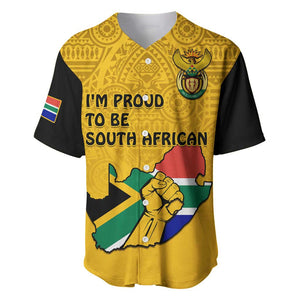 Personalised South Africa Baseball Jersey African Pattern Happy Freedom Day Yellow Version