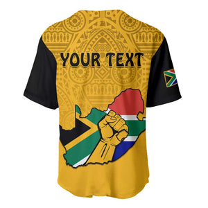 Personalised South Africa Baseball Jersey African Pattern Happy Freedom Day Yellow Version