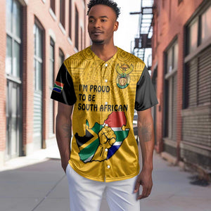 Personalised South Africa Baseball Jersey African Pattern Happy Freedom Day Yellow Version