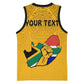 Personalised South Africa Basketball Jersey African Pattern Happy Freedom Day Yellow Version LT14