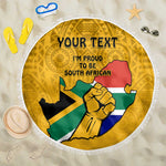 Personalised South Africa Beach Blanket African Pattern Happy Freedom Day Yellow Version