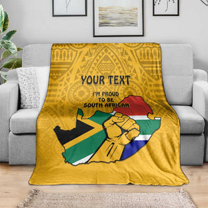 Personalised South Africa Blanket African Pattern Happy Freedom Day Yellow Version