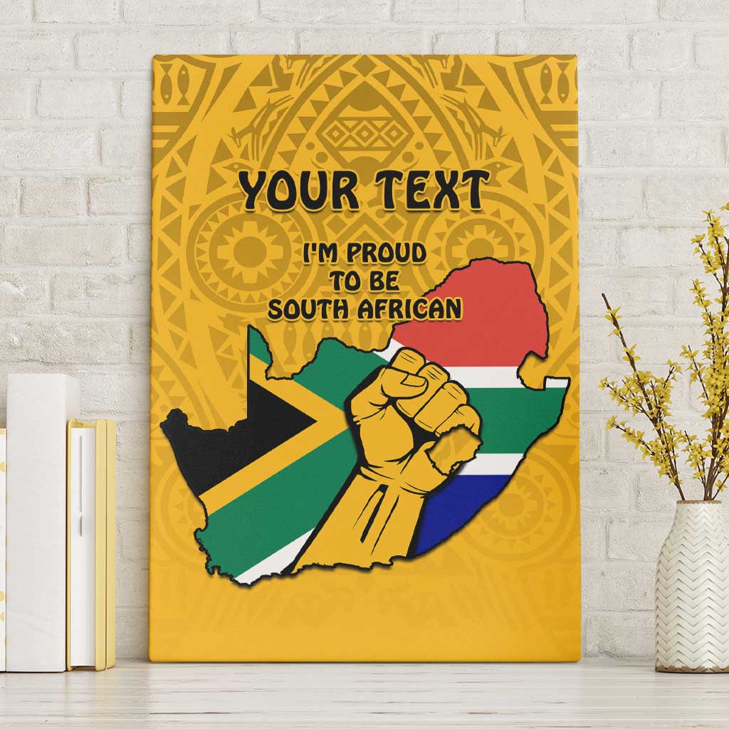 Personalised South Africa Canvas Wall Art African Pattern Happy Freedom Day Yellow Version