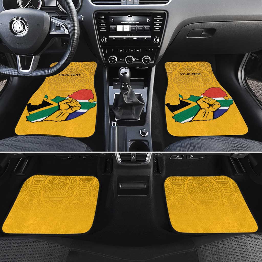 Personalised South Africa Car Mats African Pattern Happy Freedom Day Yellow Version