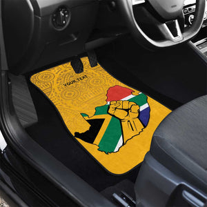 Personalised South Africa Car Mats African Pattern Happy Freedom Day Yellow Version