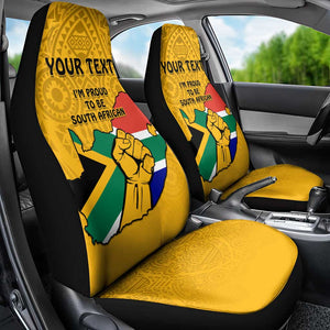 Personalised South Africa Car Seat Cover African Pattern Happy Freedom Day Yellow Version