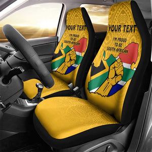 Personalised South Africa Car Seat Cover African Pattern Happy Freedom Day Yellow Version