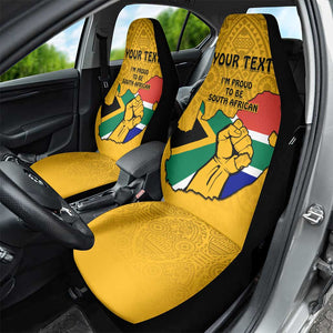 Personalised South Africa Car Seat Cover African Pattern Happy Freedom Day Yellow Version