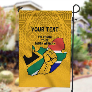 Personalised South Africa Garden Flag African Pattern Happy Freedom Day Yellow Version