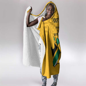 Personalised South Africa Hooded Blanket African Pattern Happy Freedom Day Yellow Version