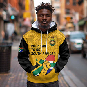 Personalised South Africa Hoodie African Pattern Happy Freedom Day Yellow Version