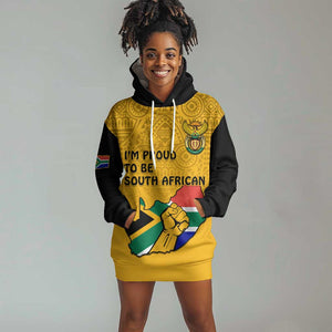 Personalised South Africa Hoodie Dress African Pattern Happy Freedom Day Yellow Version