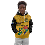 Personalised South Africa Kid Hoodie African Pattern Happy Freedom Day Yellow Version