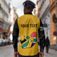 Personalised South Africa Long Sleeve Button Shirt African Pattern Happy Freedom Day Yellow Version