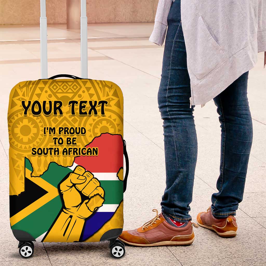 Personalised South Africa Luggage Cover African Pattern Happy Freedom Day Yellow Version