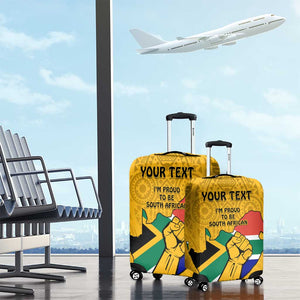 Personalised South Africa Luggage Cover African Pattern Happy Freedom Day Yellow Version