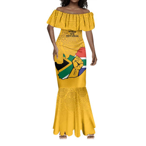 Personalised South Africa Mermaid Dress African Pattern Happy Freedom Day Yellow Version