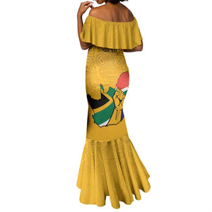 Personalised South Africa Mermaid Dress African Pattern Happy Freedom Day Yellow Version