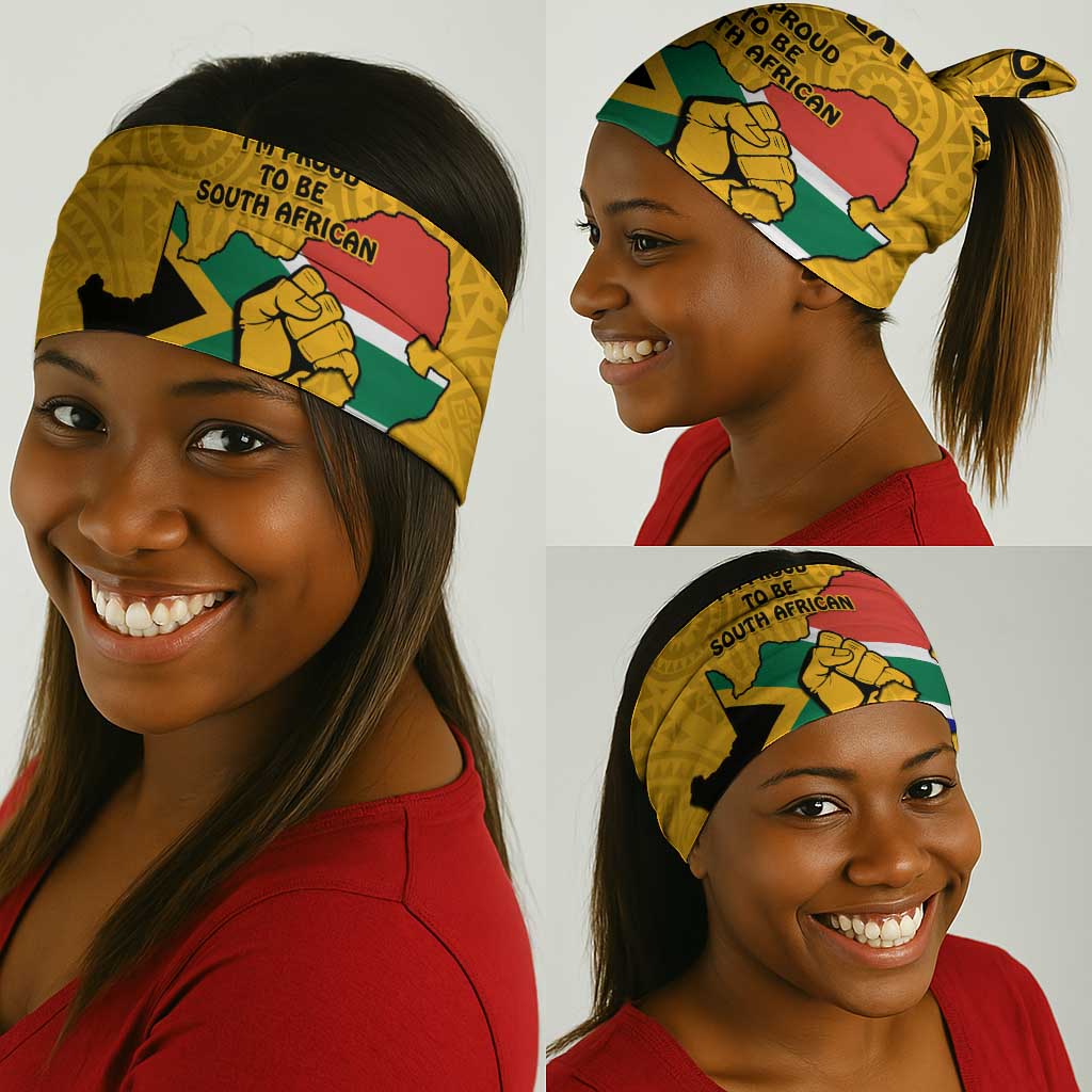 Personalised South Africa Neck Gaiter African Pattern Happy Freedom Day Yellow Version LT14