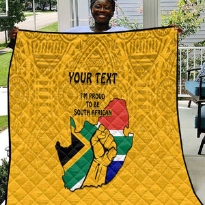 Personalised South Africa Quilt African Pattern Happy Freedom Day Yellow Version