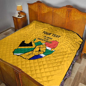 Personalised South Africa Quilt African Pattern Happy Freedom Day Yellow Version