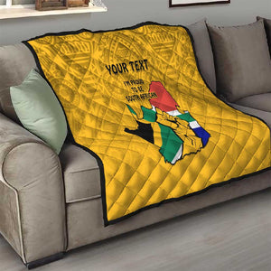 Personalised South Africa Quilt African Pattern Happy Freedom Day Yellow Version