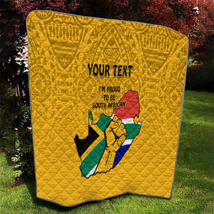 Personalised South Africa Quilt African Pattern Happy Freedom Day Yellow Version