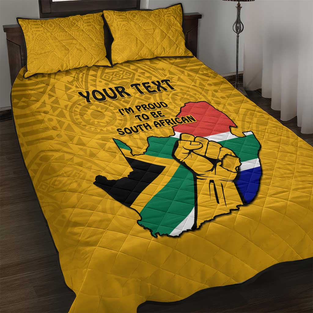 Personalised South Africa Quilt Bed Set African Pattern Happy Freedom Day Yellow Version