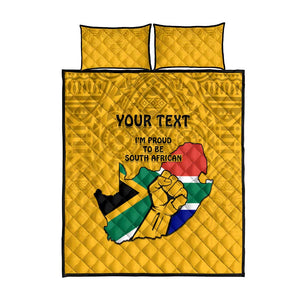 Personalised South Africa Quilt Bed Set African Pattern Happy Freedom Day Yellow Version