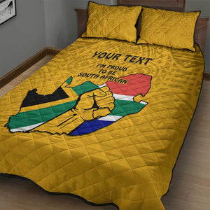 Personalised South Africa Quilt Bed Set African Pattern Happy Freedom Day Yellow Version