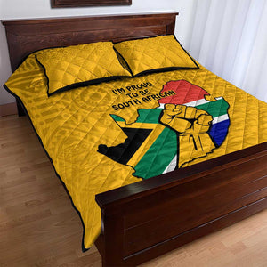 Personalised South Africa Quilt Bed Set African Pattern Happy Freedom Day Yellow Version