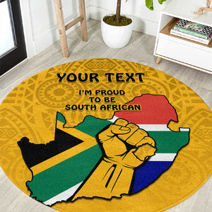 Personalised South Africa Round Carpet African Pattern Happy Freedom Day Yellow Version