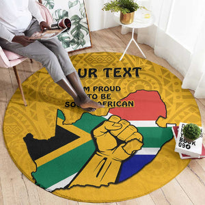 Personalised South Africa Round Carpet African Pattern Happy Freedom Day Yellow Version