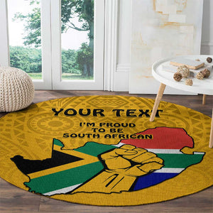 Personalised South Africa Round Carpet African Pattern Happy Freedom Day Yellow Version