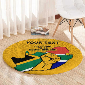 Personalised South Africa Round Carpet African Pattern Happy Freedom Day Yellow Version