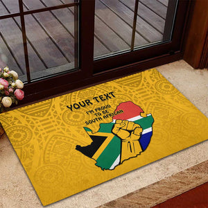 Personalised South Africa Rubber Doormat African Pattern Happy Freedom Day Yellow Version