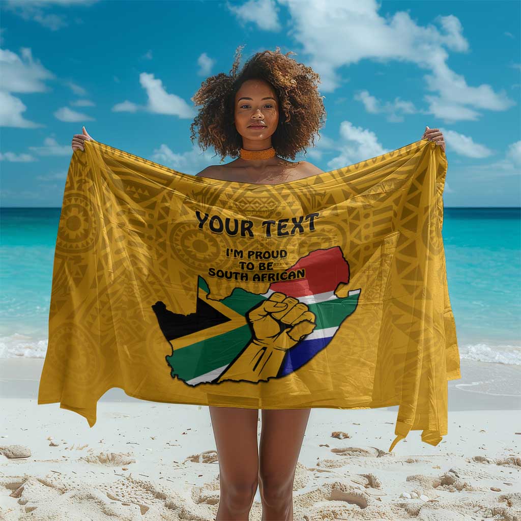 Personalised South Africa Sarong African Pattern Happy Freedom Day Yellow Version