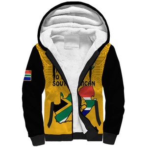 Personalised South Africa Sherpa Hoodie African Pattern Happy Freedom Day Yellow Version