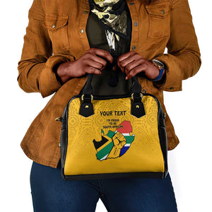 Personalised South Africa Shoulder Handbag African Pattern Happy Freedom Day Yellow Version