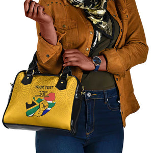 Personalised South Africa Shoulder Handbag African Pattern Happy Freedom Day Yellow Version