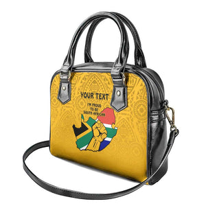 Personalised South Africa Shoulder Handbag African Pattern Happy Freedom Day Yellow Version