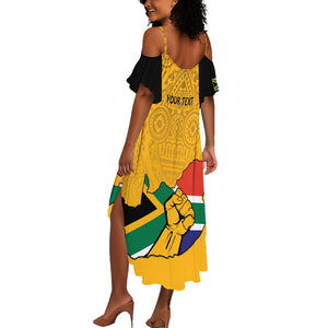 Personalised South Africa Summer Maxi Dress African Pattern Happy Freedom Day Yellow Version