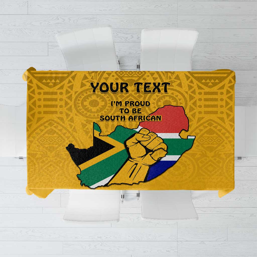 Personalised South Africa Tablecloth African Pattern Happy Freedom Day Yellow Version