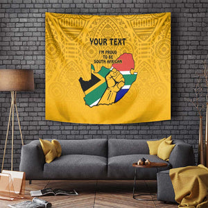 Personalised South Africa Tapestry African Pattern Happy Freedom Day Yellow Version