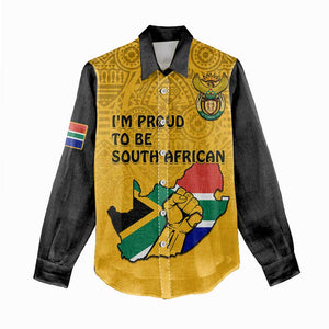 Personalised South Africa Women Casual Shirt African Pattern Happy Freedom Day Yellow Version