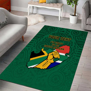 Personalised South Africa Area Rug African Pattern Happy Freedom Day Green Version