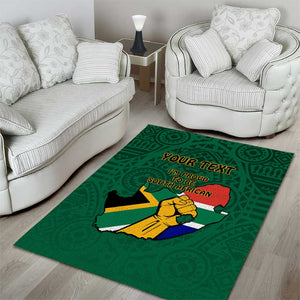 Personalised South Africa Area Rug African Pattern Happy Freedom Day Green Version