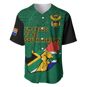 Personalised South Africa Baseball Jersey African Pattern Happy Freedom Day Green Version