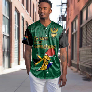 Personalised South Africa Baseball Jersey African Pattern Happy Freedom Day Green Version