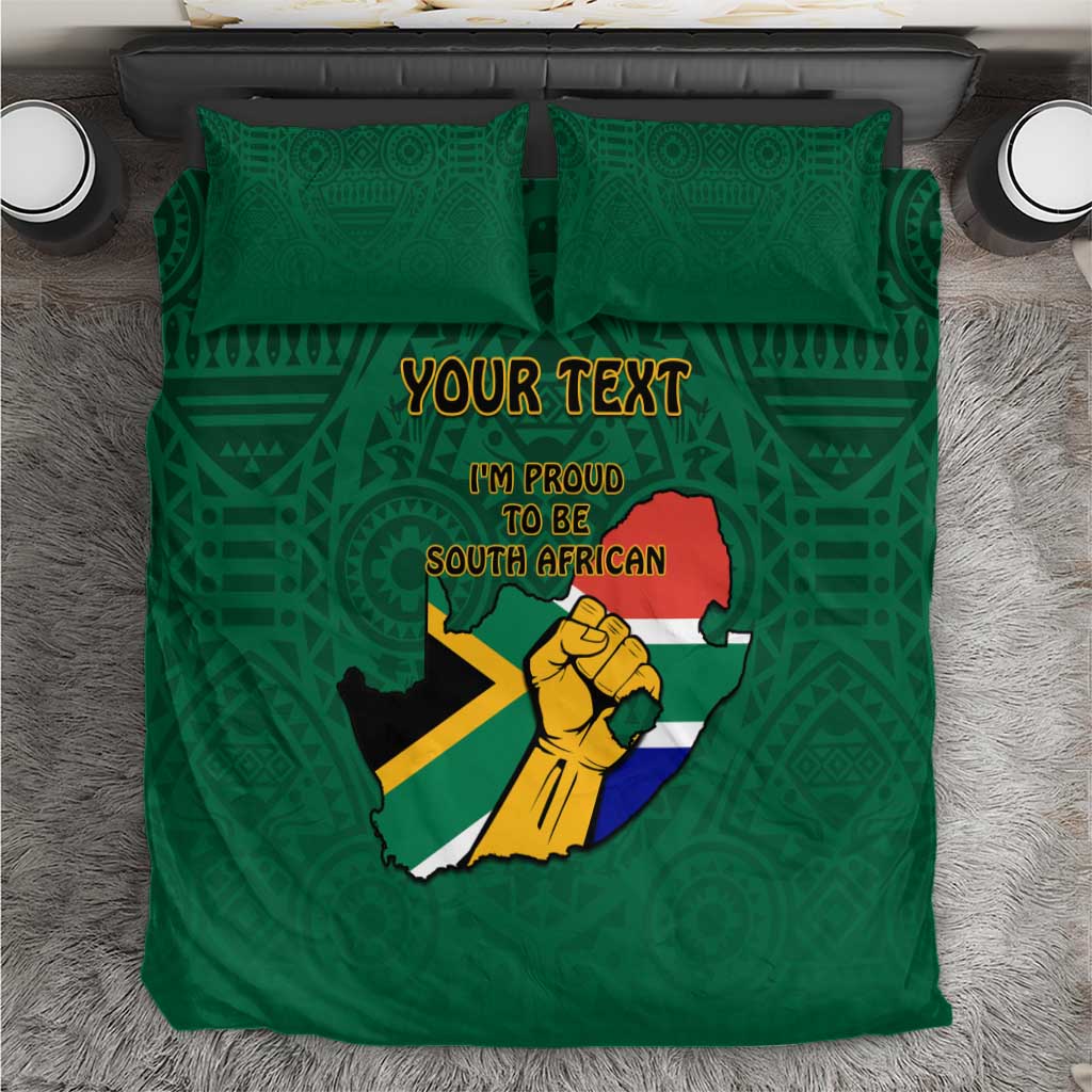 Personalised South Africa Bedding Set African Pattern Happy Freedom Day Green Version